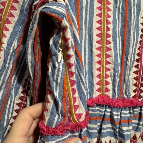 Boden Striped Detail Boho Maxi Dress Cotton Colorful Size 12 - Picture 10 of 10